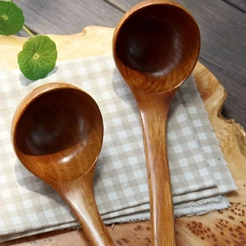 Solid Wood Cooking Spoon & Soup Ladle | Non-Stick Safe Kitchen