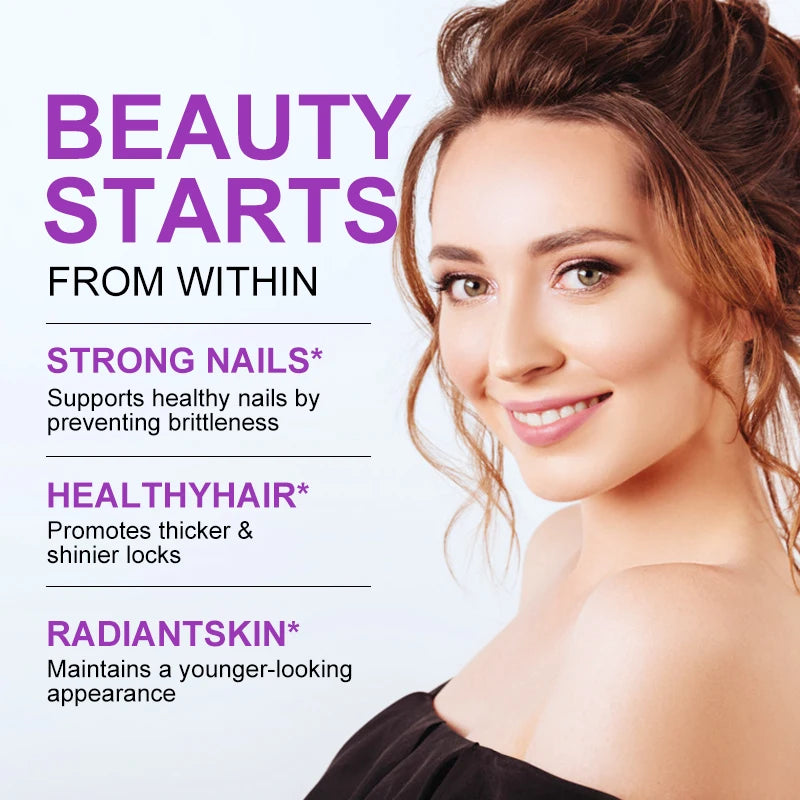 BBEEAAUU Biotin Capsules – Hair Growth, Follicle Repair & Skin Hydration Dietary Supplement Peaceful Pleasures Health and Wellness