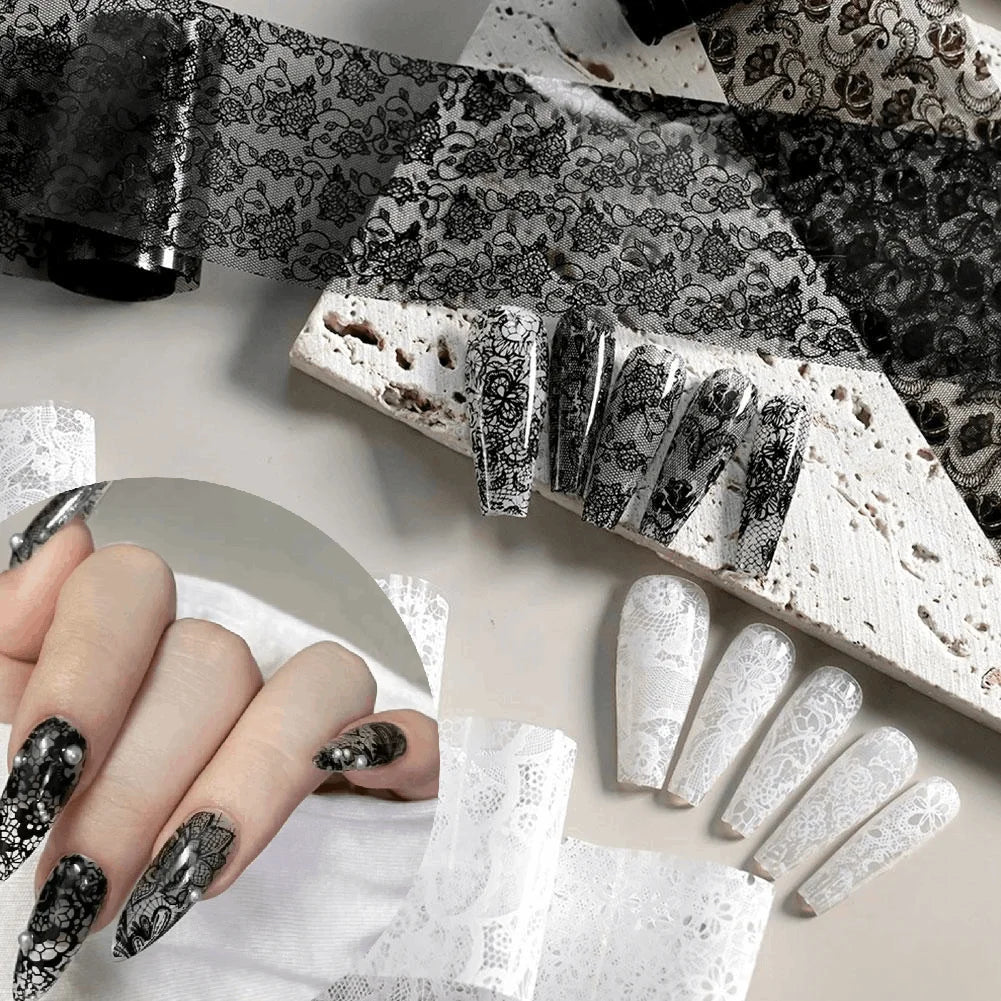 10-Roll Lace Nail Transfer Foils | DIY Nail Art Stickers Set