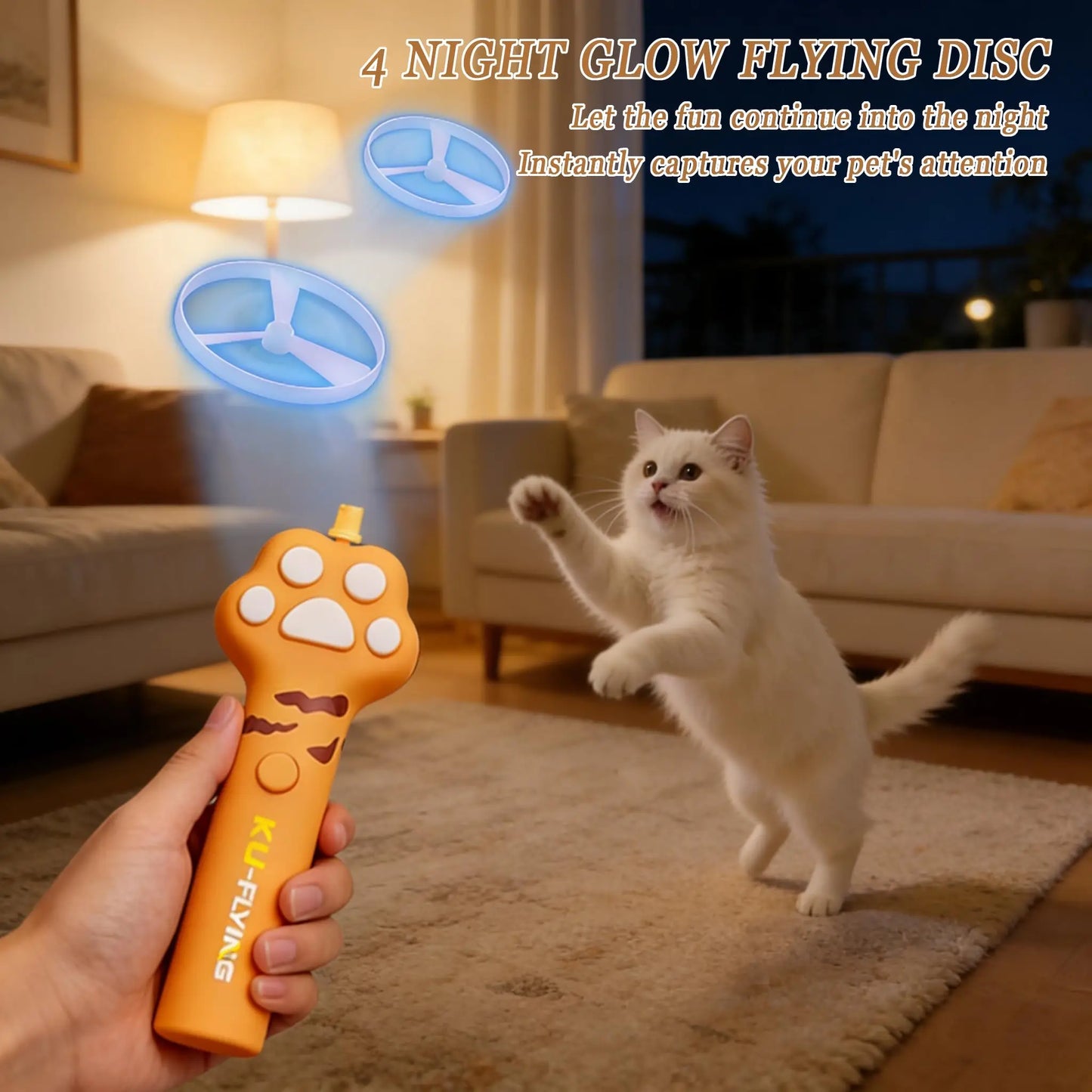 Rechargeable Cat Fetch Toy Launcher with 10 Flying Discs, Interactive Outdoor Indoor Pet Play for Kittens Dogs, Peaceful Pleasures Health and Wellness