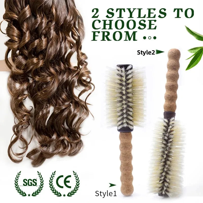 Boar Bristle Round Barrel Hair Brush – Cork Handle Anti-Static