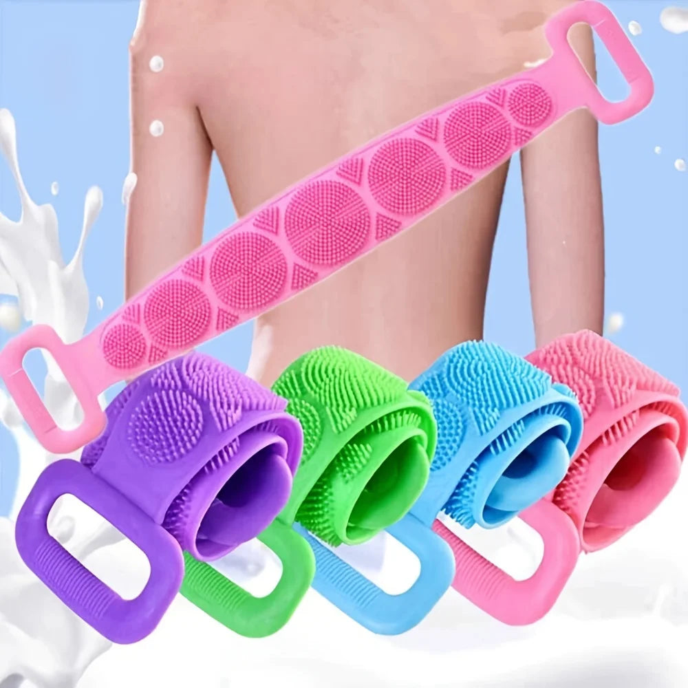 Silicone Body Scrubber Back Exfoliating Bath Brush Belt