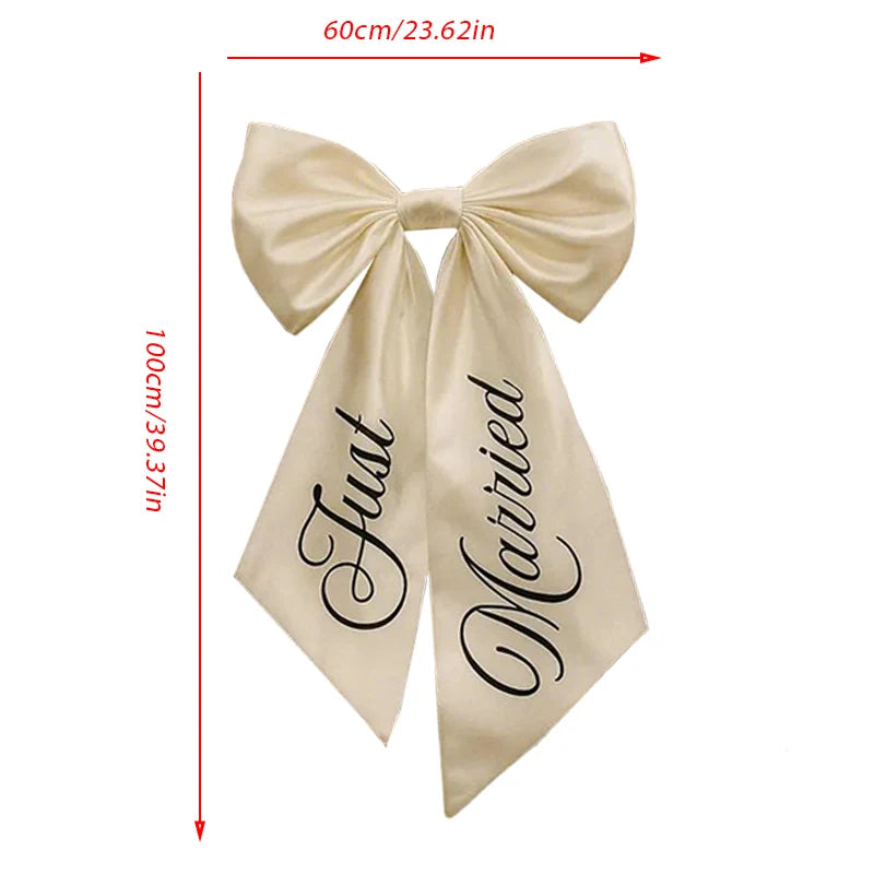 Just Married Wedding Car Bow – Bridal & Bachelorette Decor
