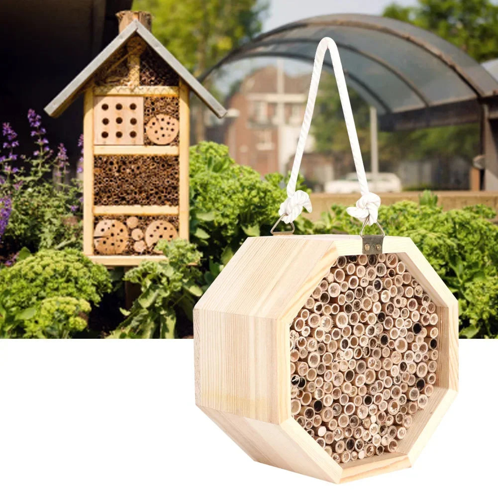 Wooden Insect Bee House Wood Bug Room Hotel Nesting Box Outdoor