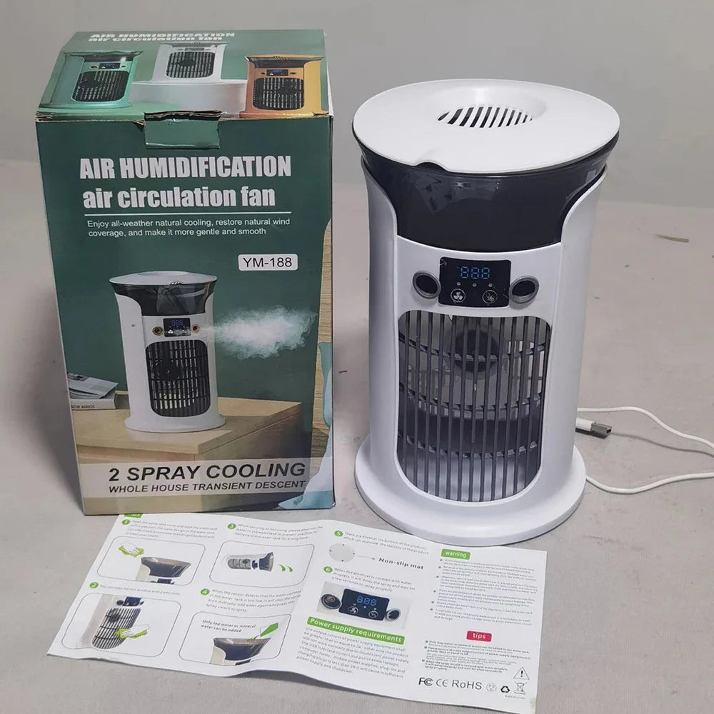 USB Mini Air Cooler Fan | Misting, Humidifier & Night Light