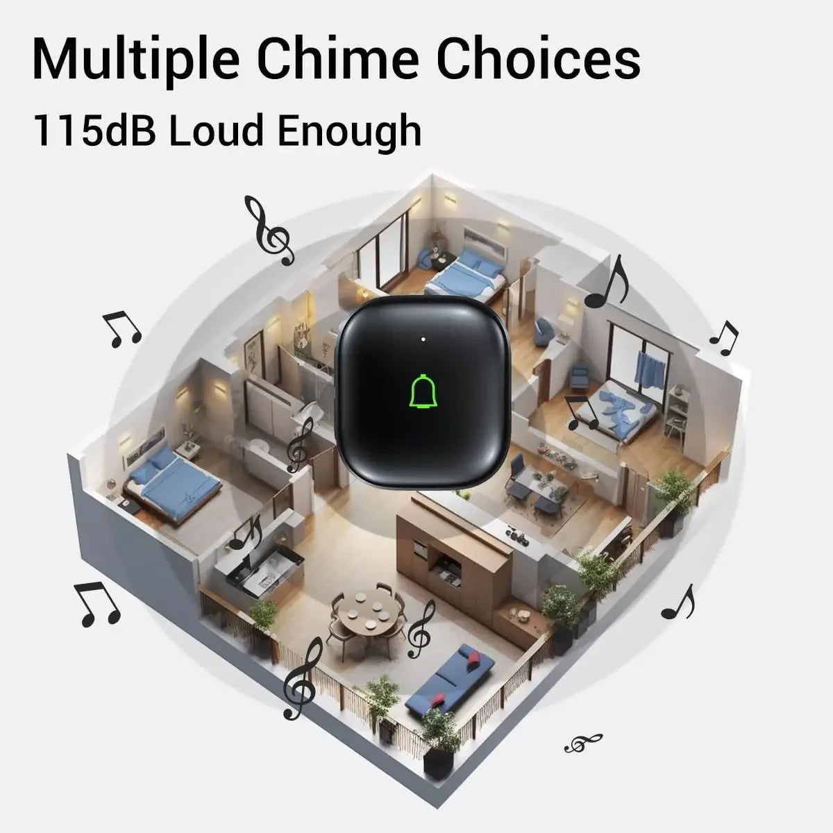 Wireless Doorbell with 2 Receivers, IP66 Waterproof, 1000ft Range, 32 Chimes, 115dB Volume Peaceful Pleasures Health and Wellness