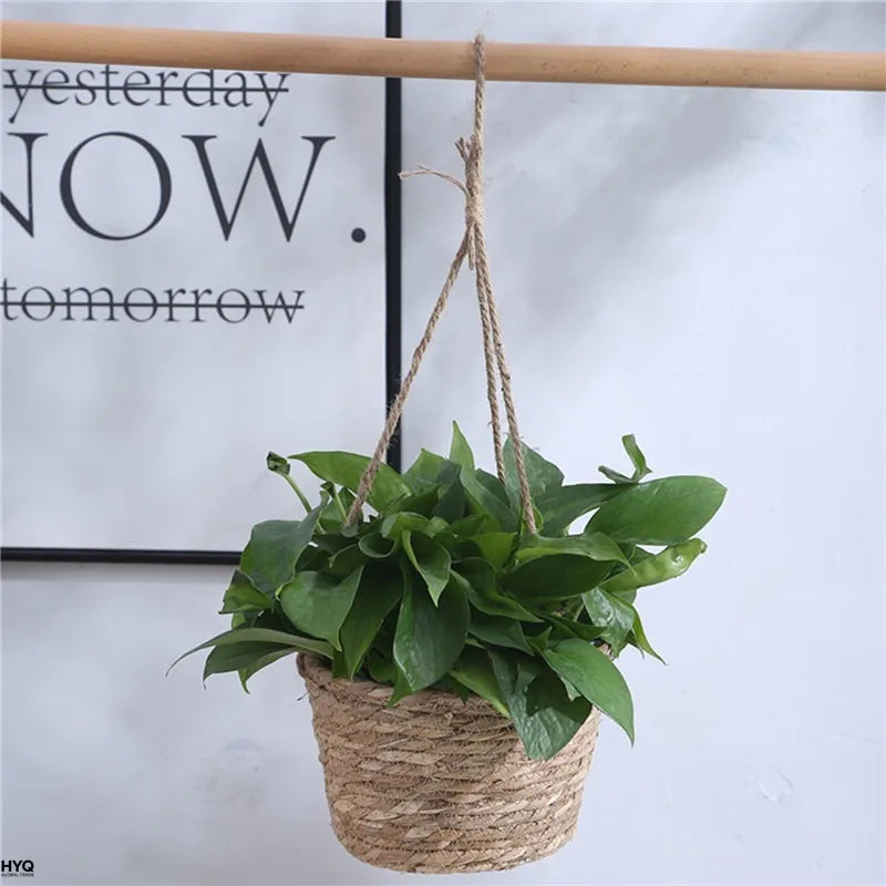 Garden Hanging Planter Macrame Plant Storage Basket Jute Rope Woven