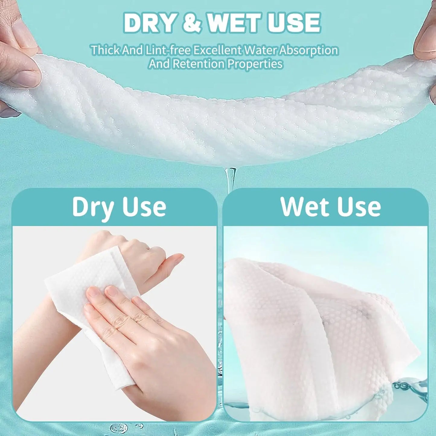 Disposable Cotton Face Towels 50ct – Soft Dry Wipes for Skincare