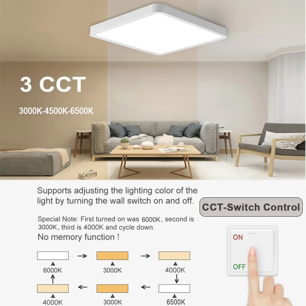 RUNTOIN Ultrathin LED Flush Mount Ceiling Light 24W 36W Square
