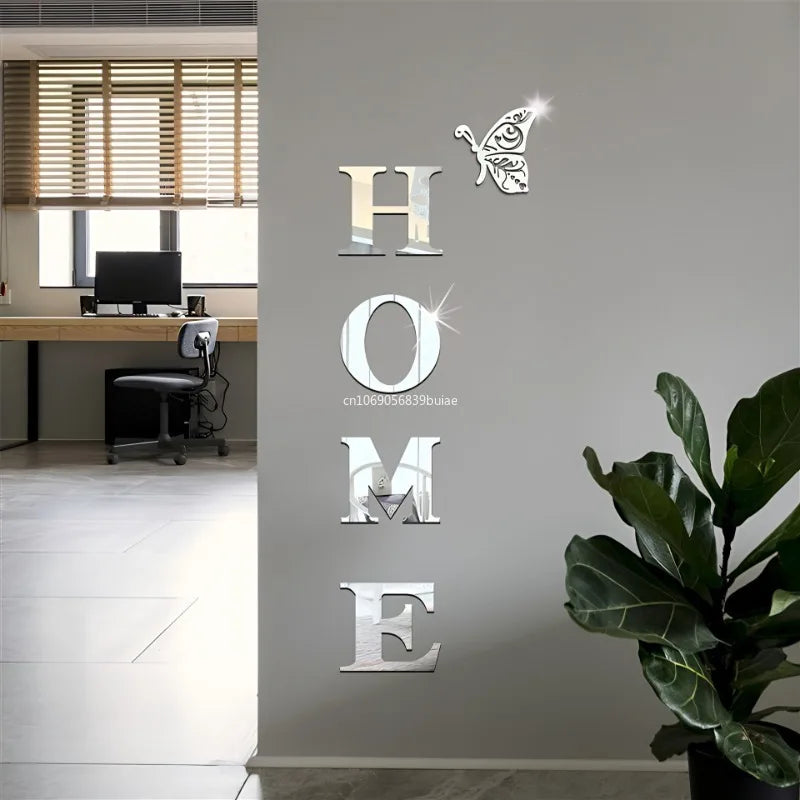 3D Acrylic DIY Mirror Large Self-Adhesive Removable Wall Stickers Family English Alphabet Living Room Bedroom Home Decorations Peaceful Pleasures Health and Wellness