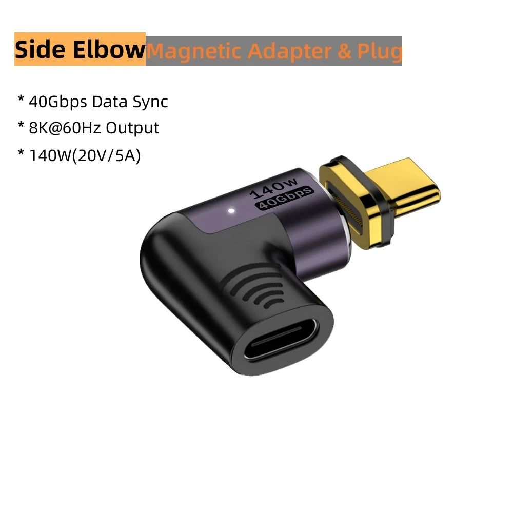 Magnetic USB-C Adapter USB4 Thunderbolt 3 140W 40Gbps 8K@60Hz Peaceful Pleasures Health and Wellness Side Elbow
