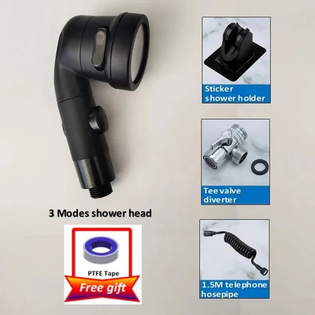 3-Mode Faucet Diverter Valve & Handheld Shower Head Adapter Set