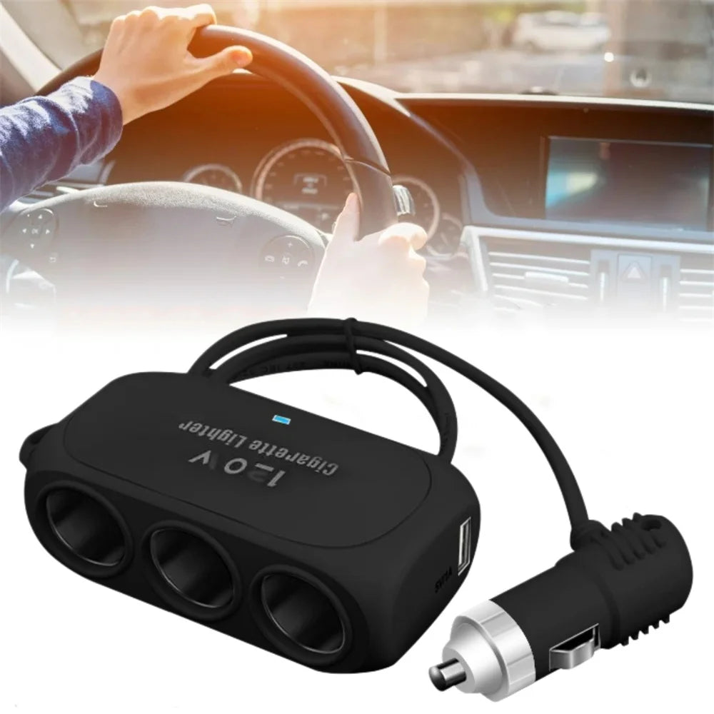 120W 3-in-1 Car Charger USB-C & USB Fast Charging Splitter