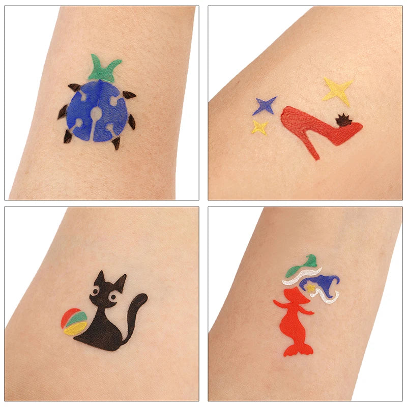 Kids Halloween Face Paint Stencils – 4-Pack Tattoo Templates