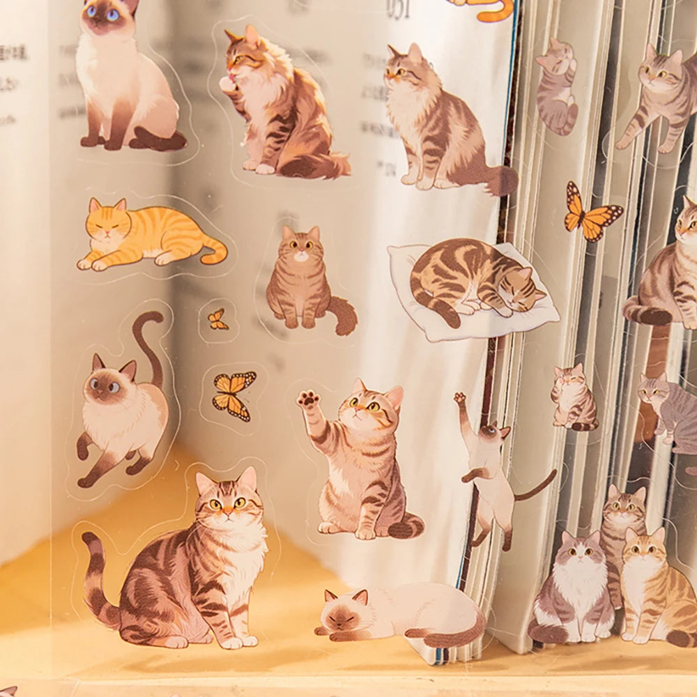 Pet Stickers Cute Cat Life Theme Landscape Decoration Booklet