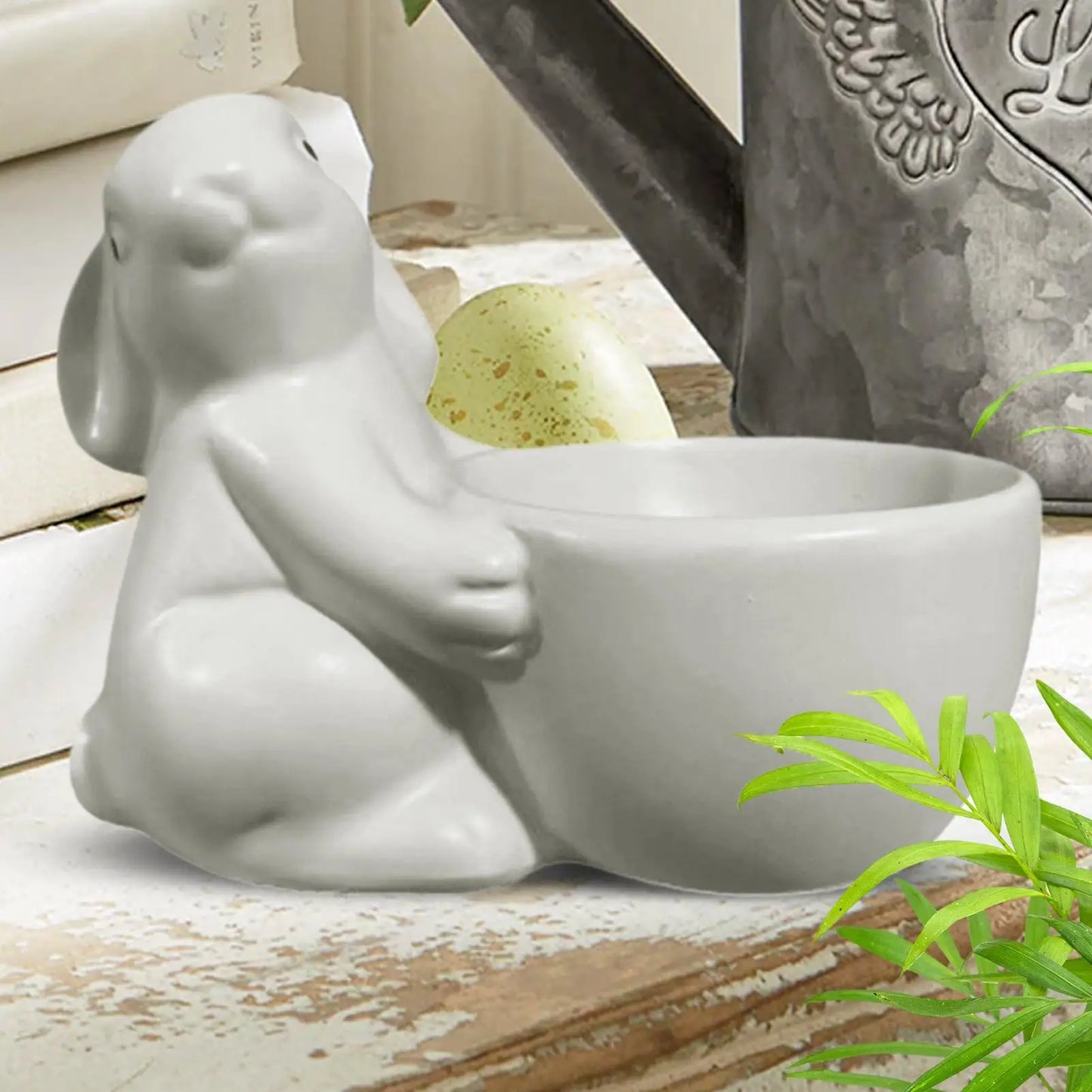 Resin Bunny Egg Cup Holder | Boiled Egg & Jewelry Stand Decorative Egg Cup Peaceful Pleasures Health and Wellness