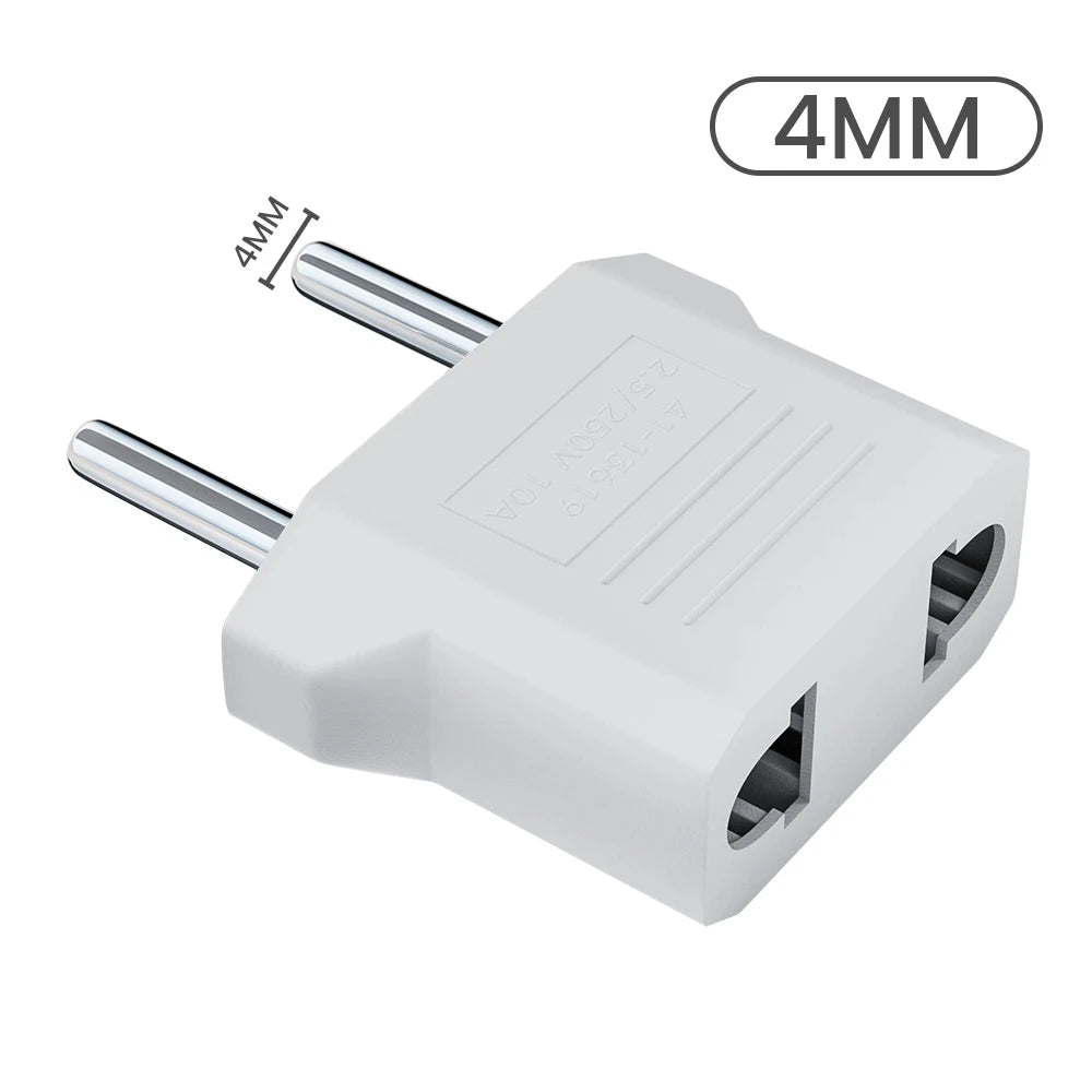 3/5/10Pcs US to EU Travel Plug Adapter Universal AC Power Converter for USA to European Outlets 4.0mm/4.8mm 2-Pin Socket Adapter Peaceful Pleasures Health and Wellness 4.0mm White 5pcs