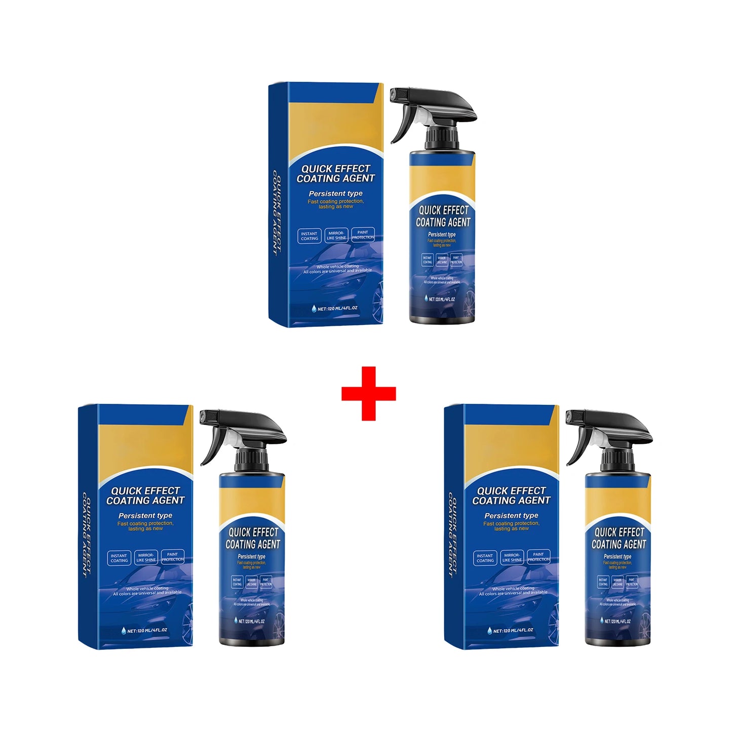 Coating Spray Quick-Dry Restores Glossy Quick Effect Coating Agent High Gloss Long Lasting Paint Protection Car Care Peaceful Pleasures Health and Wellness 3pcs