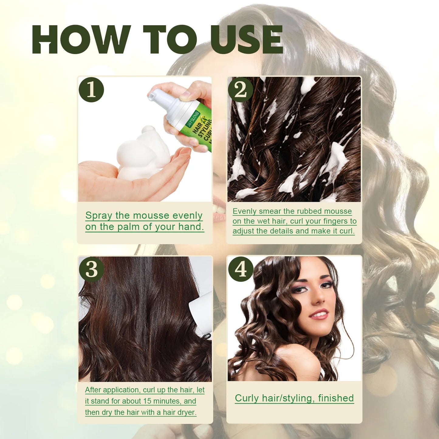 Curly Hair Styling Mousse for Lasting Hold and Shine Peaceful Pleasures Health and Wellness
