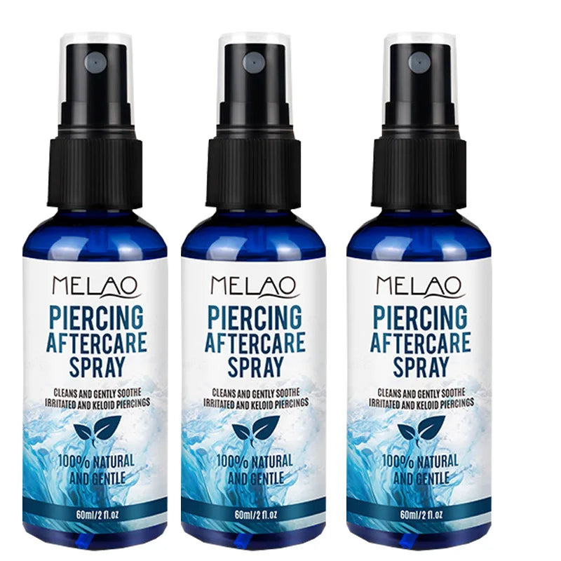 Piercing Aftercare Spray, Saline Spray for Piercings Cleaner for Ear, Belly & Nose - Gently Cleanses - Soothing & Gentle Peaceful Pleasures Health and Wellness 60mlx3 pieces