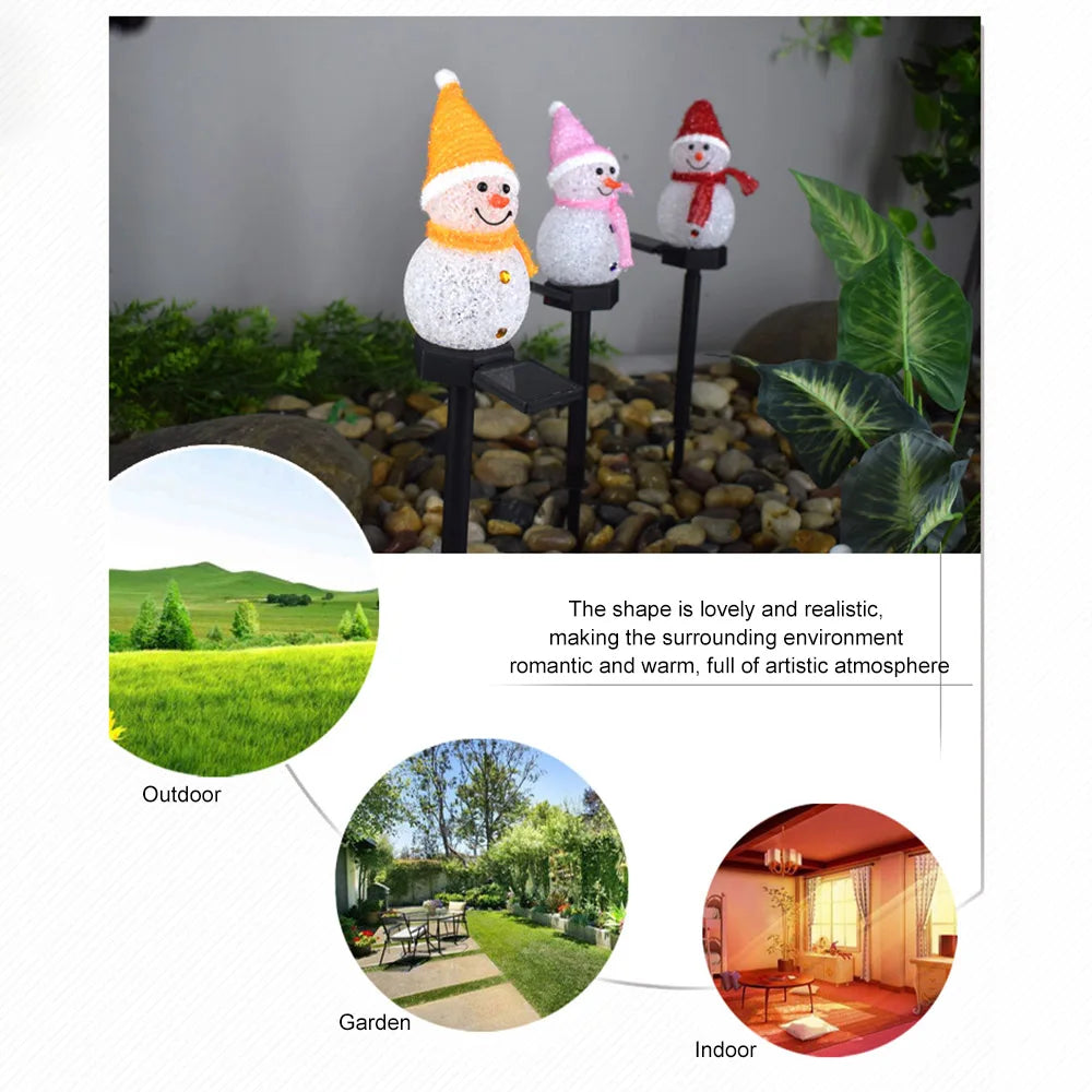 Lamp Light Solar Christmas Snowman Ground Inserted Lamp Outdoor Garden Decoration Landscape LED Lawn Lamp Yellow/Red/Purple/Blue Peaceful Pleasures Health and Wellness