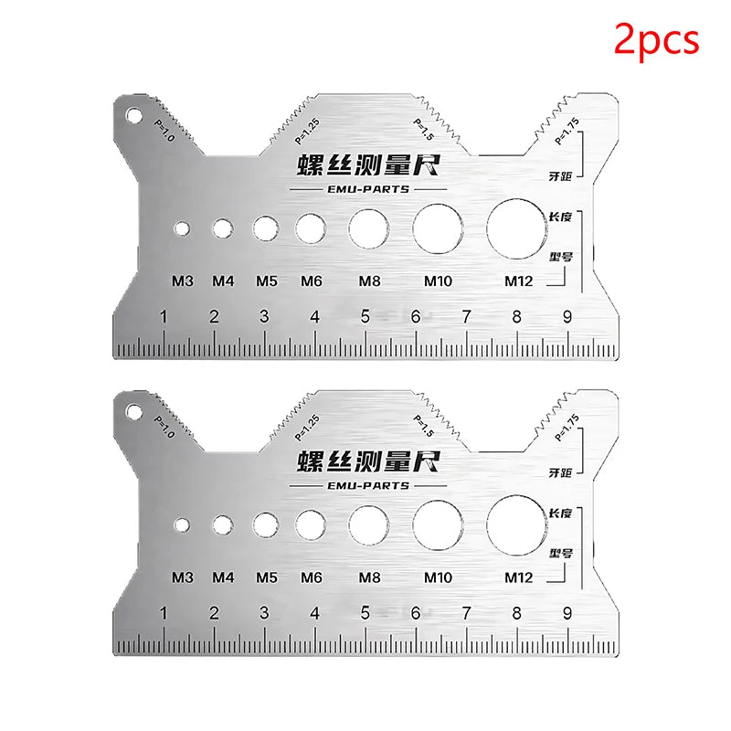 10*5cm Multi-purpose Stainless Steel Bolt Gauge Thread Checker Flat Double-Sided Screw Measuring Tool For Pattern Jewelry Watch Peaceful Pleasures Health and Wellness 2Pcs