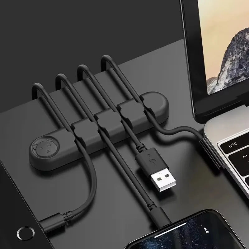 4 Wire Slot USB Cable Organizer Management Wire Holder Cable Winder Tidy Silicone Clips For Mouse Keyboard Earphone Protector Peaceful Pleasures Health and Wellness