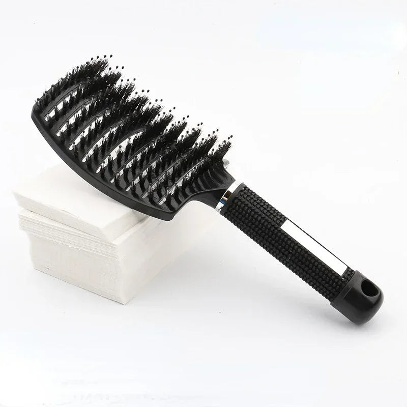 Hair Brush Scalp Massage Comb Hairbrush Bristle;Nylon Women Wet Curly Detangle Hair Brush for Salon Hairdressing Styling Tools Peaceful Pleasures Health and Wellness black