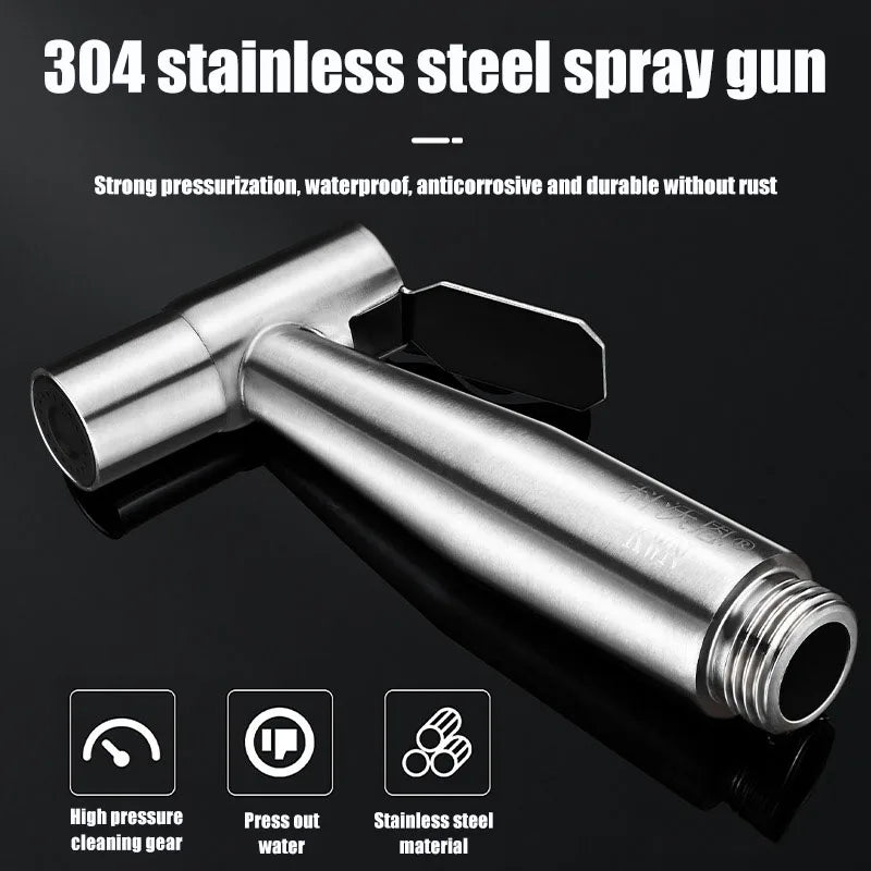 Handheld Bidet Sprayer – 304 Stainless Steel & Angle Valve