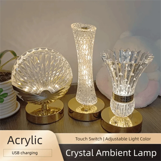 Dimmable Crystal Mushroom Table Lamp | 3-Color Touch LED Night Light LED Touch Table Lamp Oasis Select