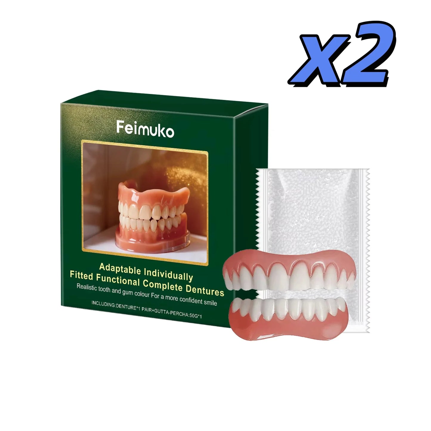 Silicone Temporary Denture Set Upper & Lower Comfort Fit