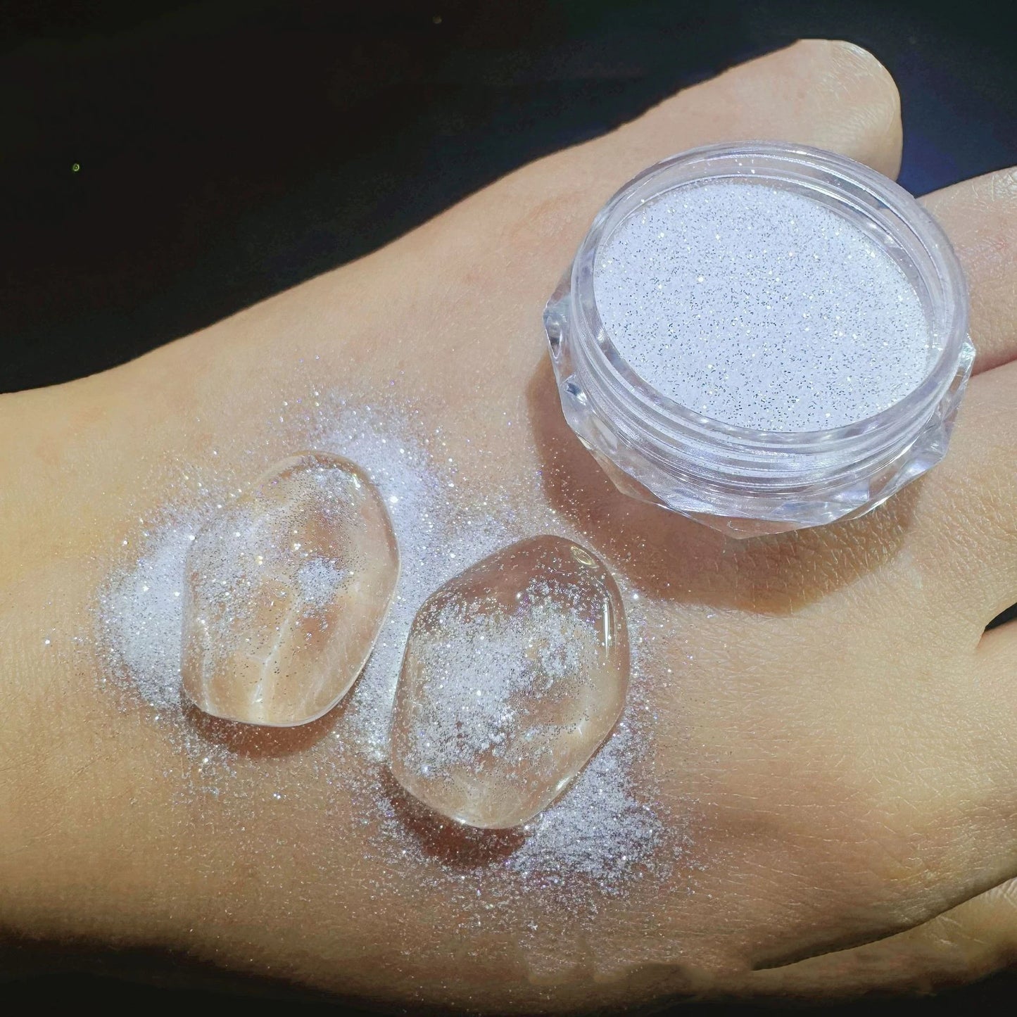 Aurora Chrome Nail Glitter Powder | White Holographic Sparkle 500g