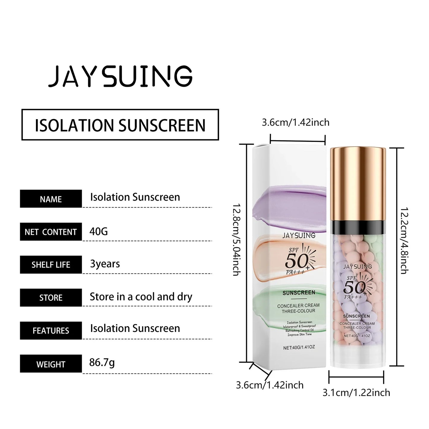 Tri-Color Correcting Sunscreen Primer – Waterproof Makeup Base
