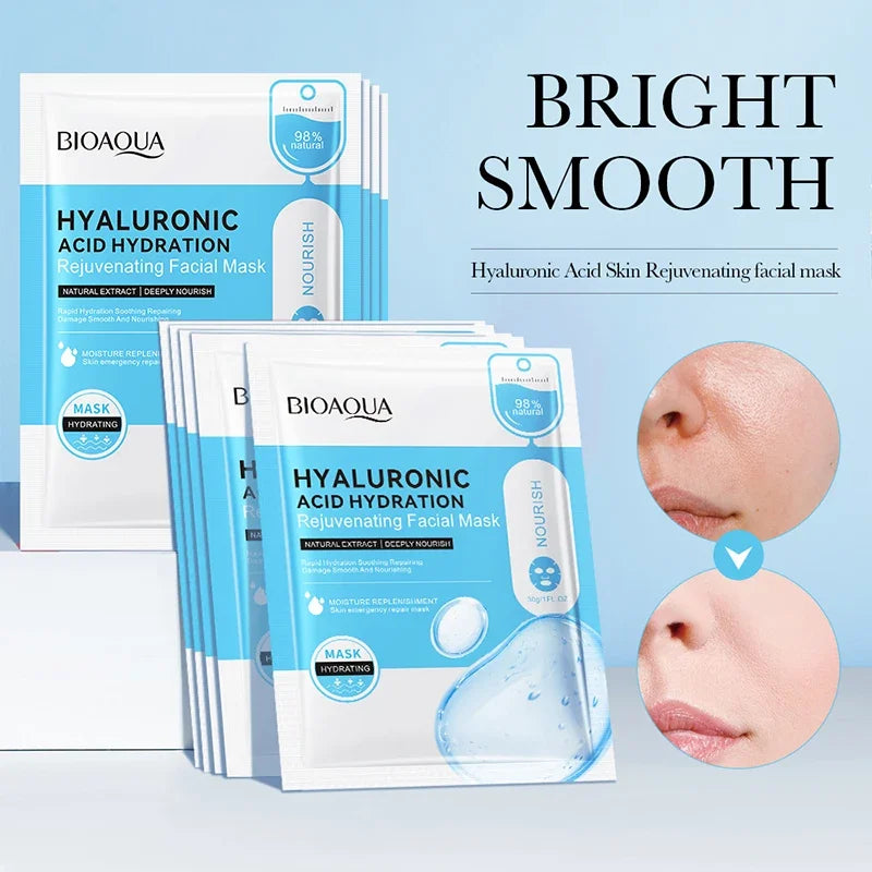 BIOAQUA Hyaluronic Acid Face Sheet Masks 10 Pack – Hydrating
