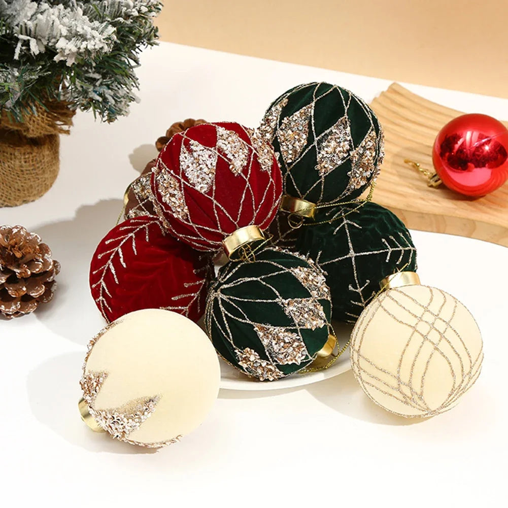 Velvet Christmas Ball Ornaments Set of 12 – Soft Flocked Décor