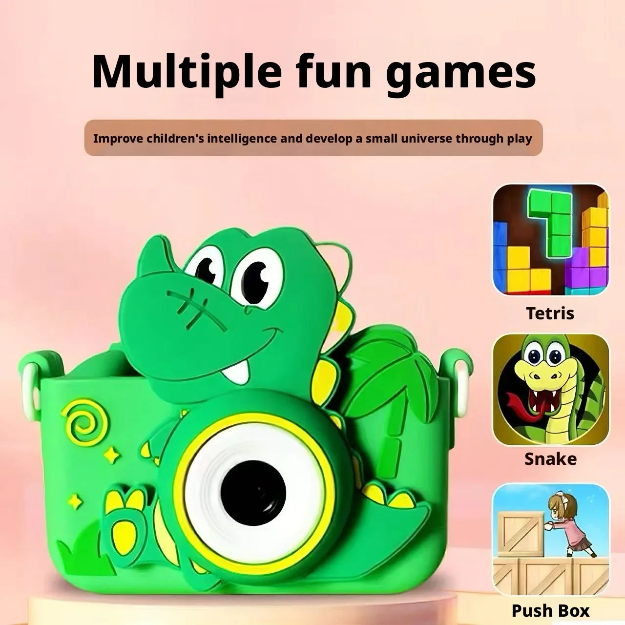 Mini Kids Cartoon Digital Camera Support 128G Memory Photo Video Recording Portable Educational Toy Birthday Festival Gift For Peaceful Pleasures Health and Wellness