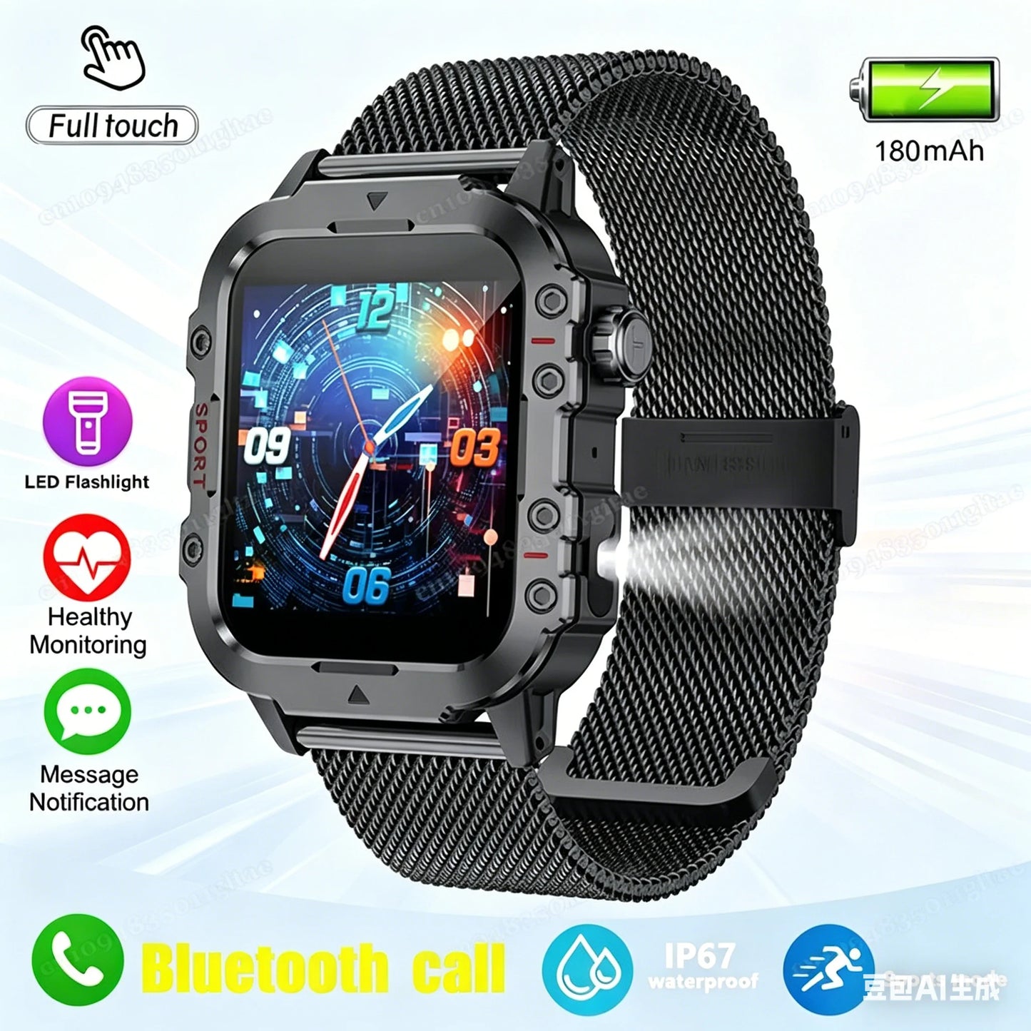2026 Smartwatch Men Bluetooth Call Heart Rate Health Monitor AI Voice Waterproof Sport GPS Tracker Smart Watches For Android IOS Peaceful Pleasures Health and Wellness 1.44 Bk22Milan Smartwatch