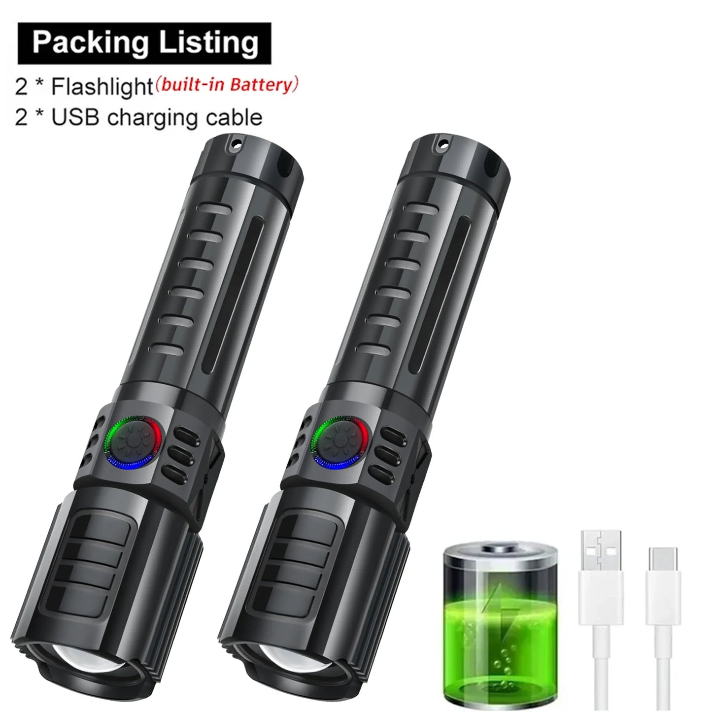 ZHIYU 1600 Lumen LED Zoomable Rechargeable Tactical Flashlight