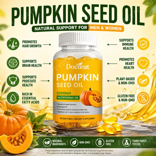 Pumpkin Seed Oil Softgels 2000mg – 60 Count | Plant-Based Herbal Oil Softgels Peaceful Pleasures Health and Wellness