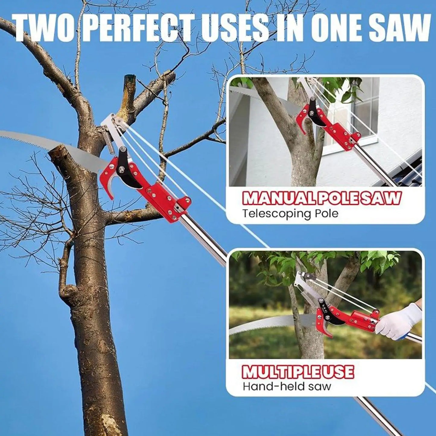 Tree Pole Saw Telescoping Lightweight Branch Trimming Tool for Backyard Orchards Flowers Vineyards Large Farmlands Gardening Peaceful Pleasures Health and Wellness