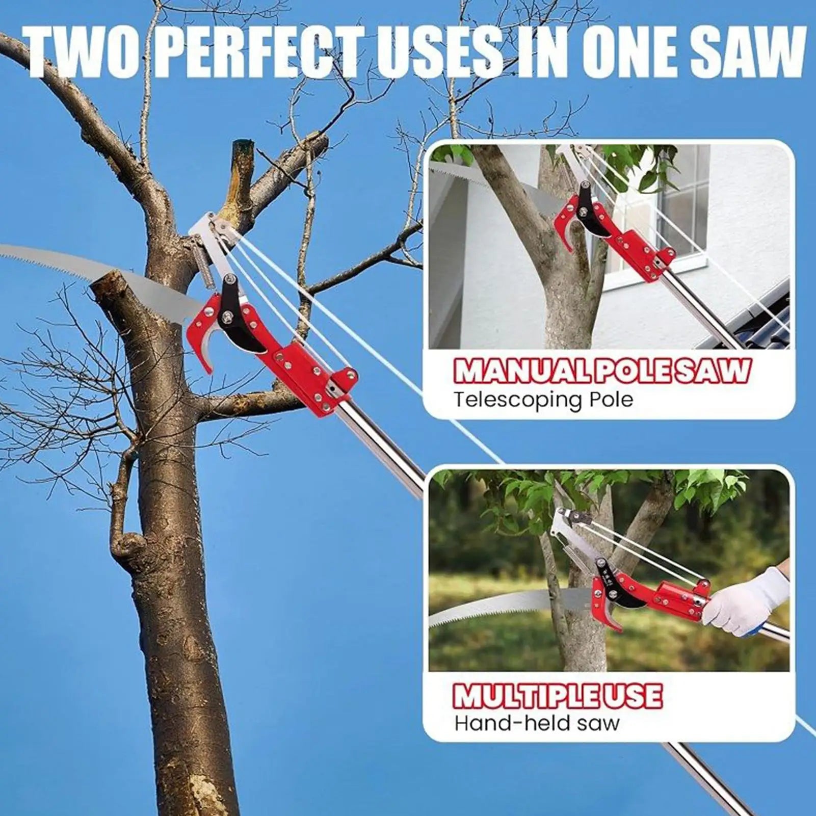 Tree Pole Saw Telescoping Lightweight Branch Trimming Tool for Backyard Orchards Flowers Vineyards Large Farmlands Gardening Peaceful Pleasures Health and Wellness