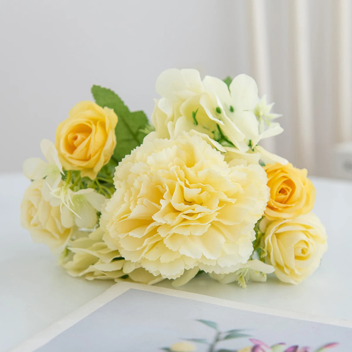 Artificial Silk Rose & Carnation Bouquet | Wedding Home Decor