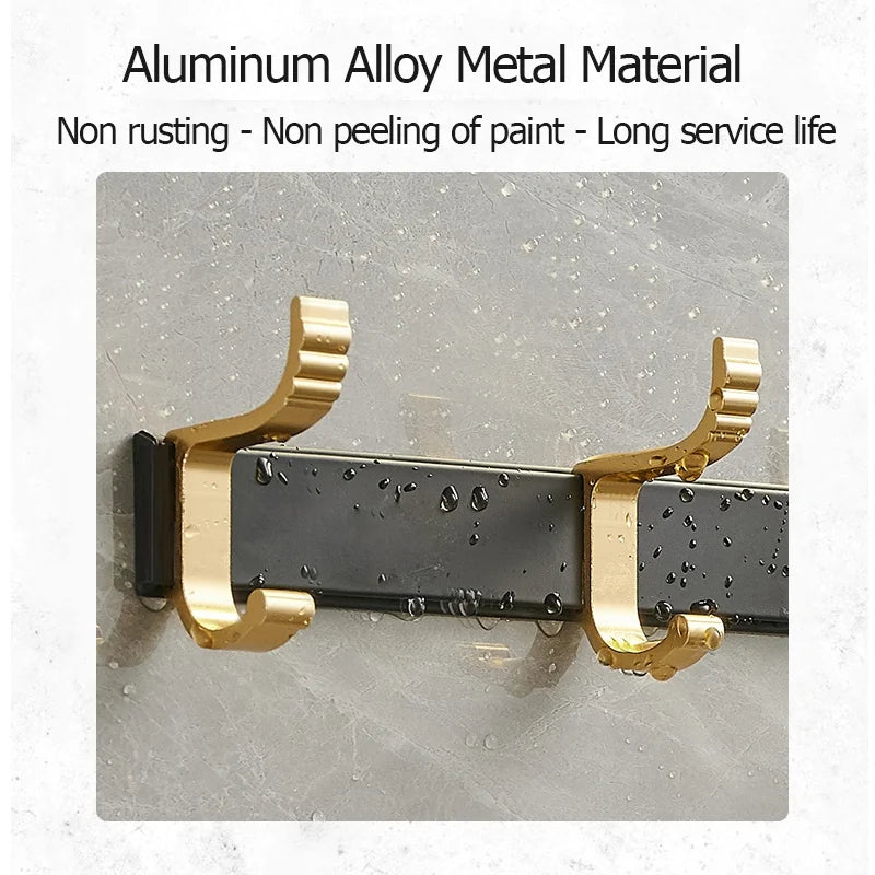 No-Drill Adjustable Door Hooks – 6-Pack Aluminum Bathroom Hooks