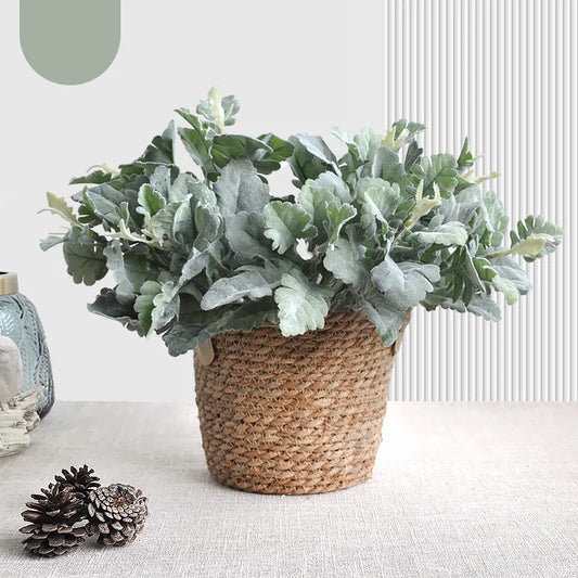 33cm Silk Silver Leaf Chrysanthemum Artificial Plant | Home Decor Artificial Silk Plant Peaceful Pleasures Health and Wellness