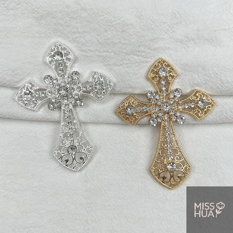 Vintage Cross Flatback Rhinestone DIY Craft Embellishments 2/10Pcs