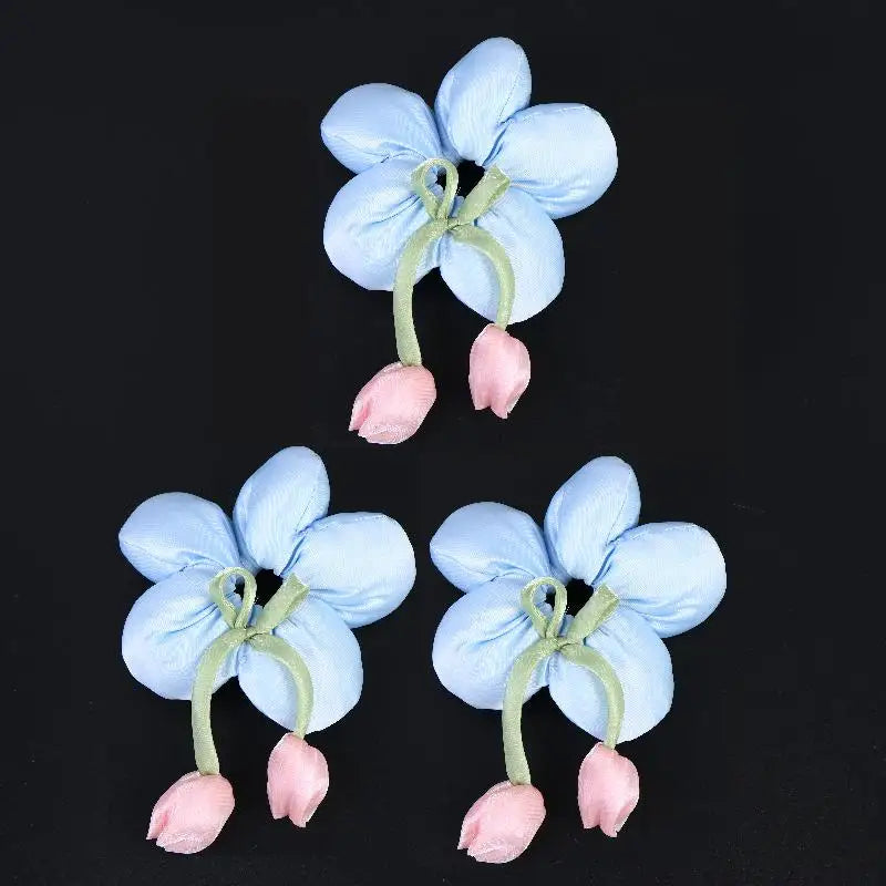 Candy Color Flower Scrunchie – Soft Fabric Hair Tie for Women