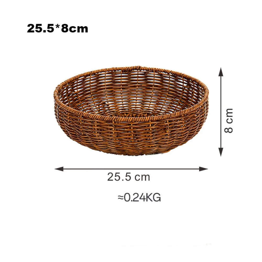 Imitation Rattan Woven Storage Basket | Fruit & Snack Tray