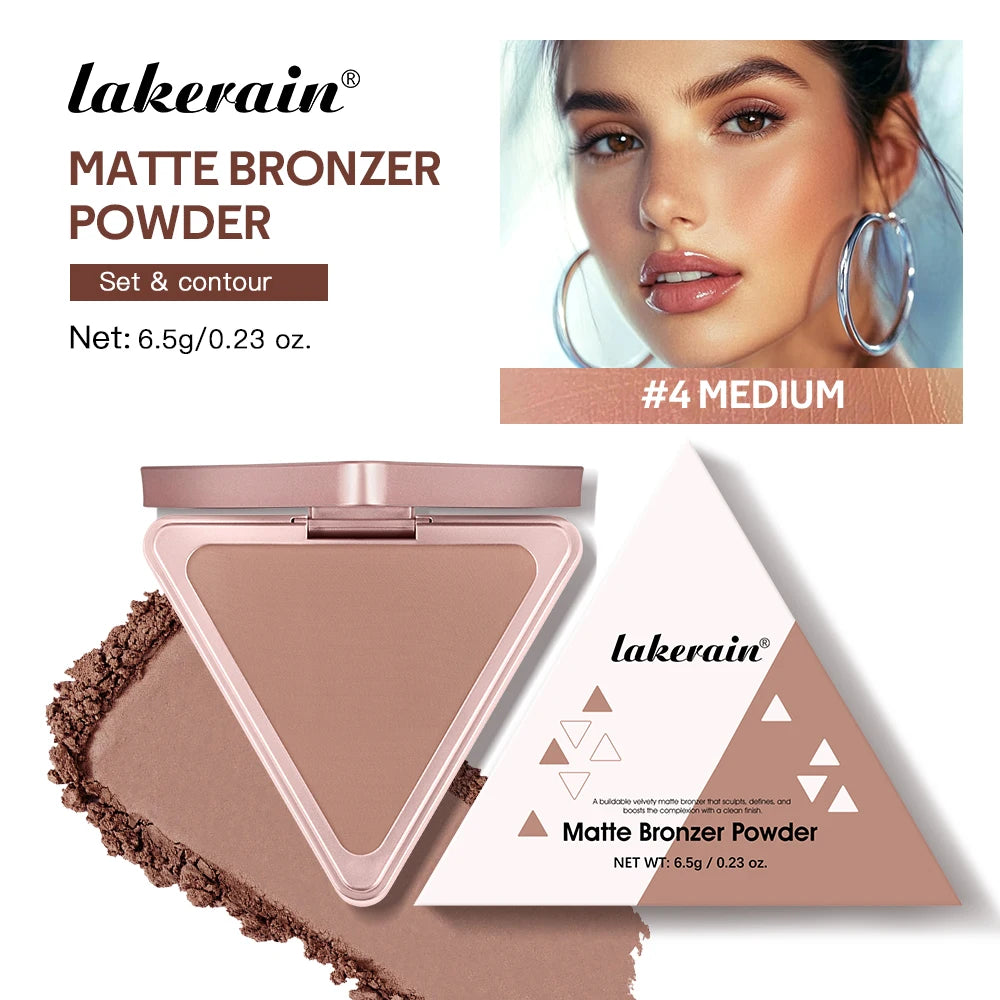 Lakerain Matte Bronzer Powder Long Lasting Makeup Effect Waterproof Sweatproof Setting Powder Oil Control Bronzer Face Makeup Peaceful Pleasures Health and Wellness MEDIUM