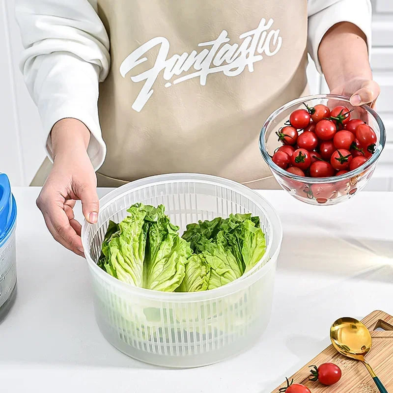 Vegetables Salad Spinner Lettuce Leaf Vegetable Dehydrator Greens Washer Dryer Drainer Crisper Strainer For Washing Drying Leafy Peaceful Pleasures Health and Wellness