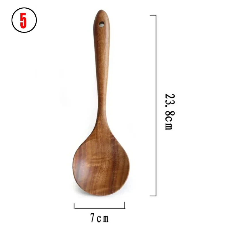 7-Piece Natural Wood Kitchen Utensil Set – Spoon Ladle Turner